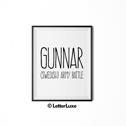 Gunnar Printable Bedroom Decor - Birthday Gift Idea for Men and Boys