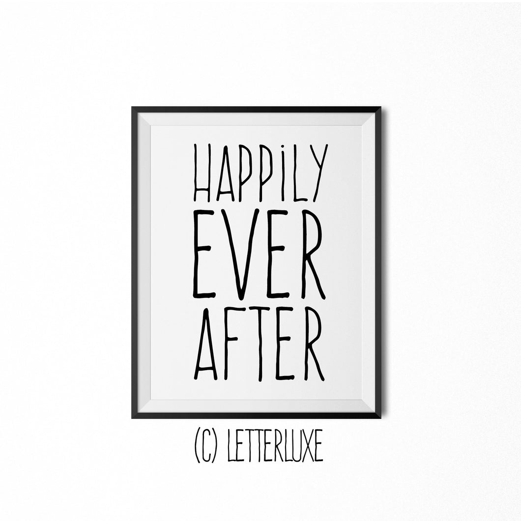 Happily Ever After Poster- Fairytale Bedroom Wall Decoration