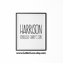 Harrison Printable Gift - Last Name Meaning Art