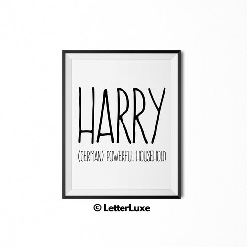 Harry Printable Kids Gift - Name Meaning Art