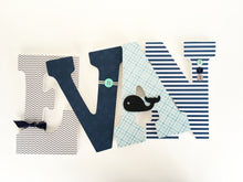 Aqua, Gray, and Navy Blue Letter Set - Nursery Decorations for Baby Boys - LetterLuxe