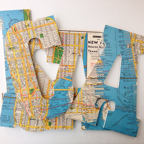 NYC Map Letter Set - New York City Travel Nursery Wall Decorations - LetterLuxe