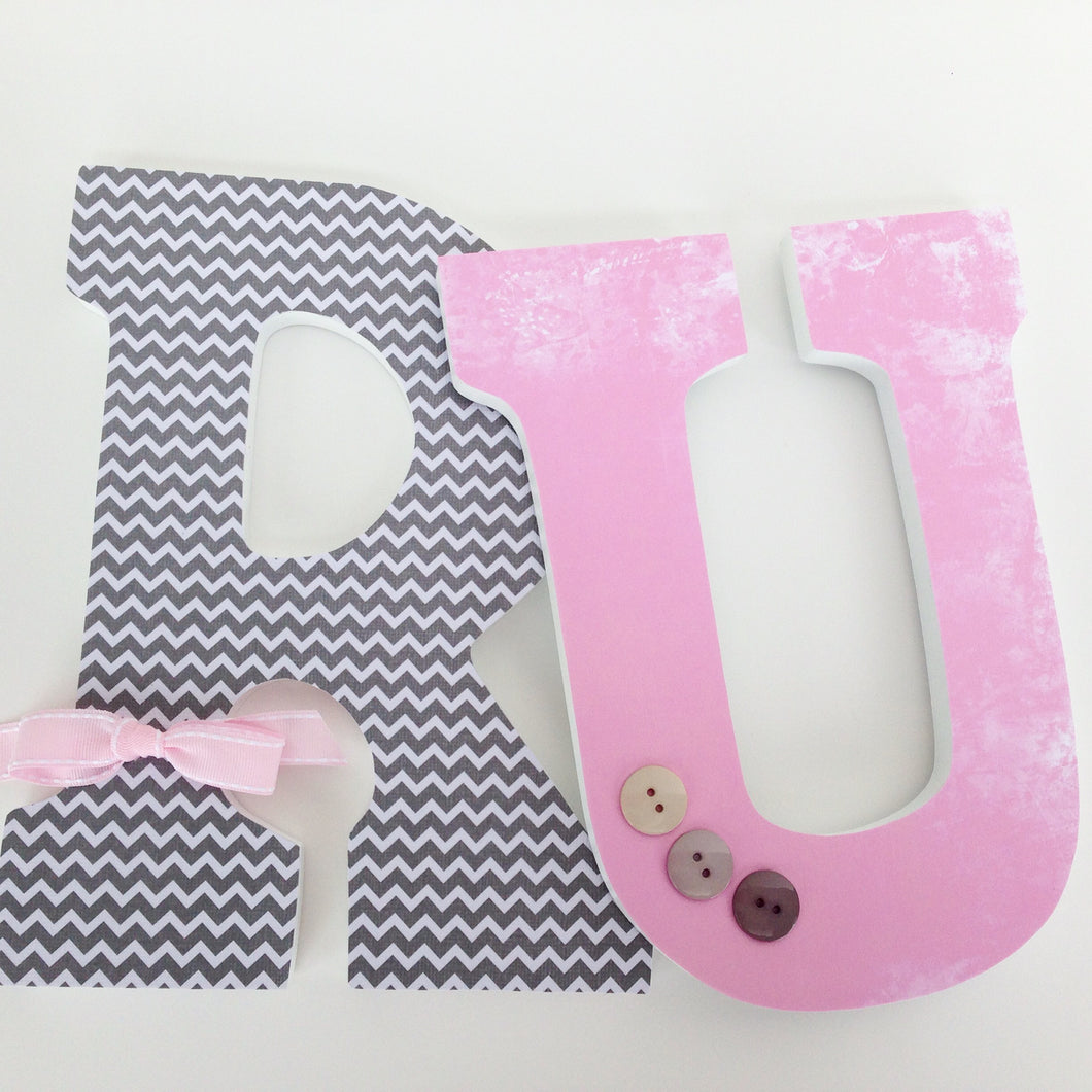 Pink & Gray Letter Set - Baby Girl Nursery Decor - LetterLuxe