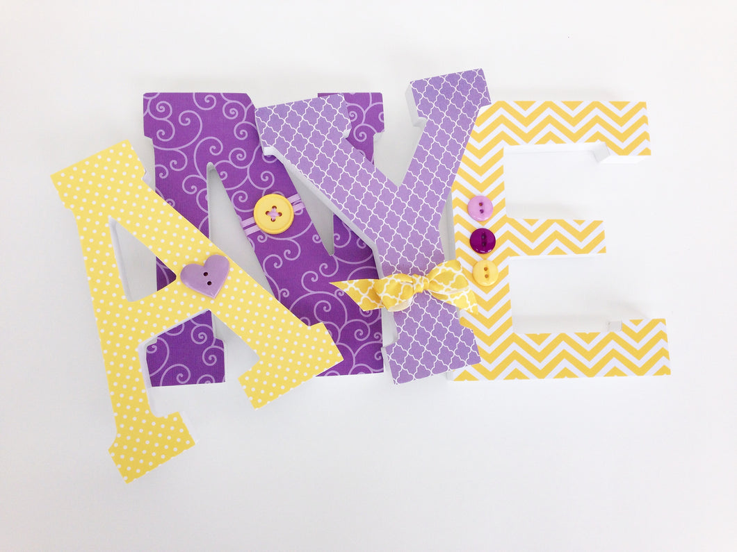 Purple & Yellow Letter Set - Baby Girl Nursery Decor - LetterLuxe