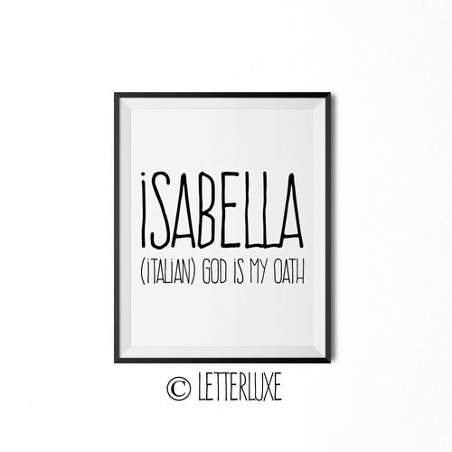 Isabella Name Meaning Art - Birthday Gift