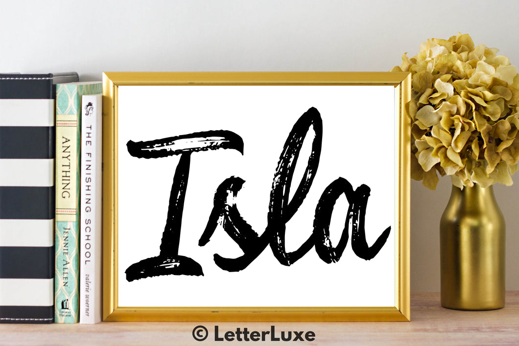 Isla In Cursive Isla Gallery Wall Art - Personalized Birthday Day Gift for Sister ...