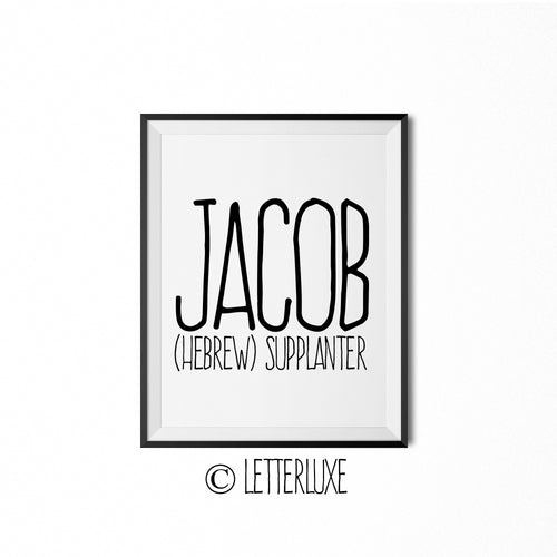 Jacob Printable Kids Decor - Baby Shower Decoration Idea - LetterLuxe