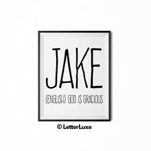 Jake Name Definition - Printable Nursery Wall Art - Baby Shower Gift - Birthday Party Decorations