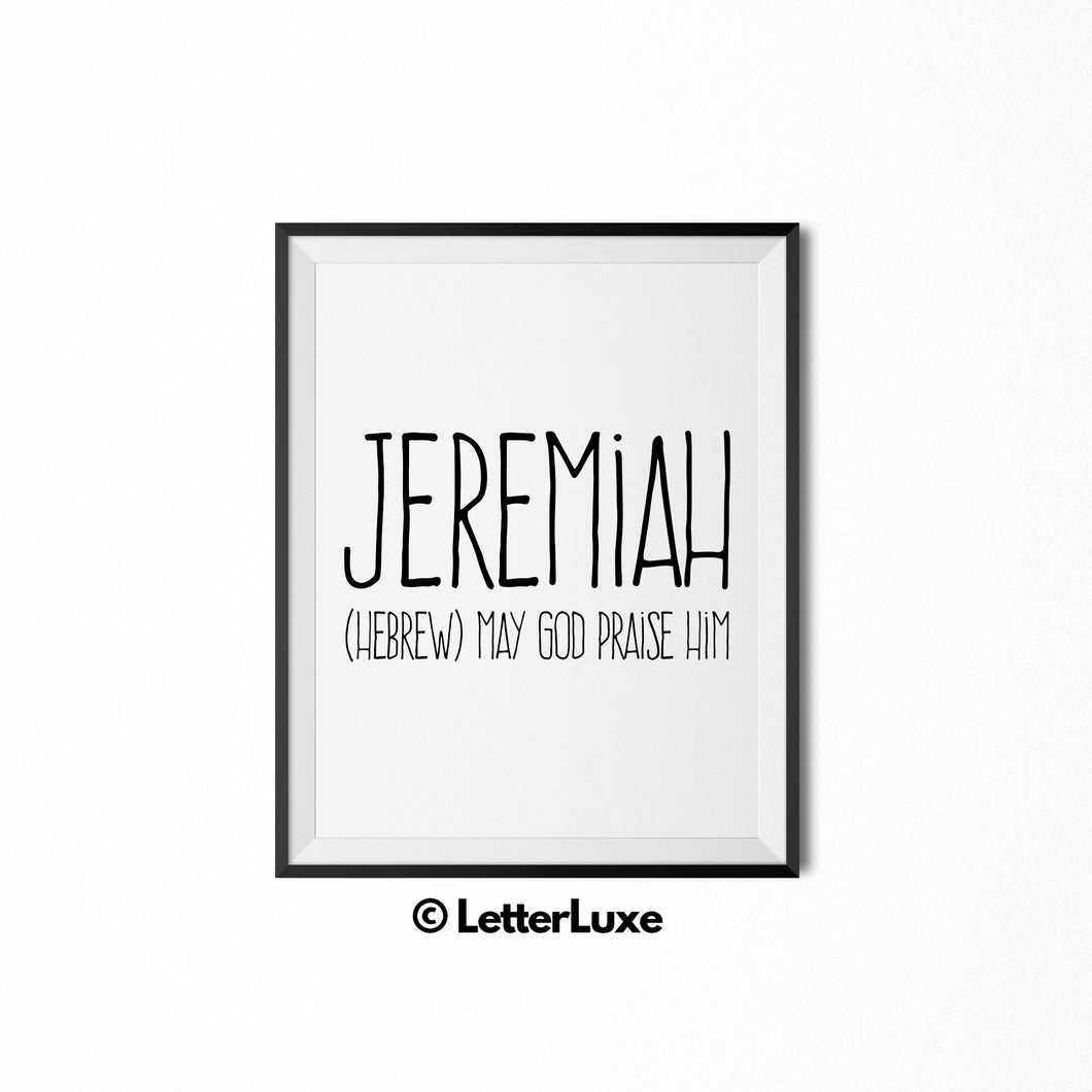 Jeremiah Digital Name Meaning Wall Art