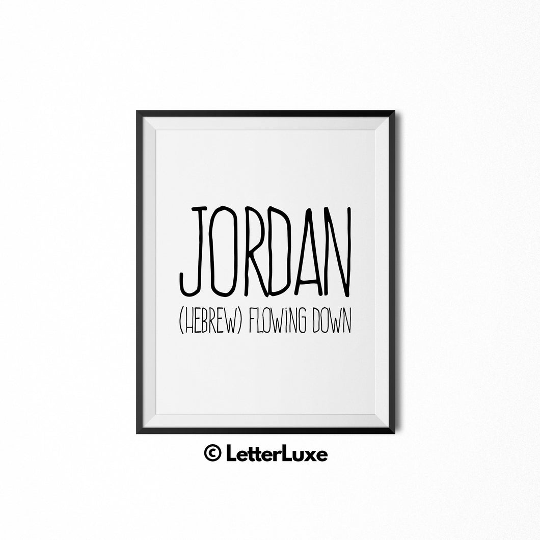 Jordan Name Meaning Art - Digital Print