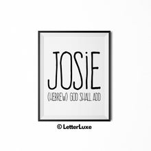 Josie Name Meaning Art - Printable Birthday Gift