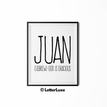 Juan Name Meaning Art - Printable Baby Shower Decorations
