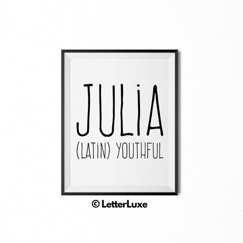 Julia Printable Bedroom Decor - Birthday Party Decoration Idea - LetterLuxe