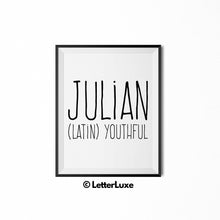 Julian Name Meaning Art - Baby Boy Nursery Decor