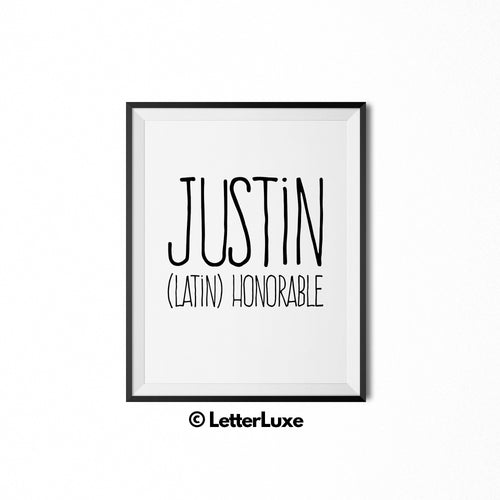Justin Printable Kids Decor - Birthday Party Decoration Idea - LetterLuxe