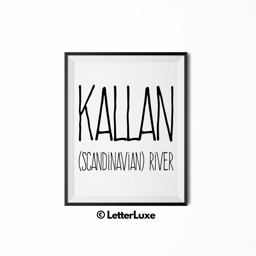 Kallan Name Meaning Wall Art - Nursery Decor for Boys - Father's Day Gift