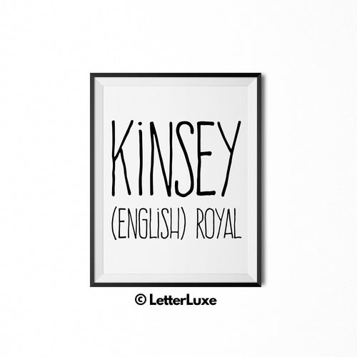 Kinsey Printable Bedroom Decor - Birthday Gift Idea for Girls