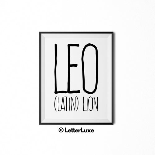 Leo Printable Kids Decor - Baby Shower Decoration Idea - LetterLuxe