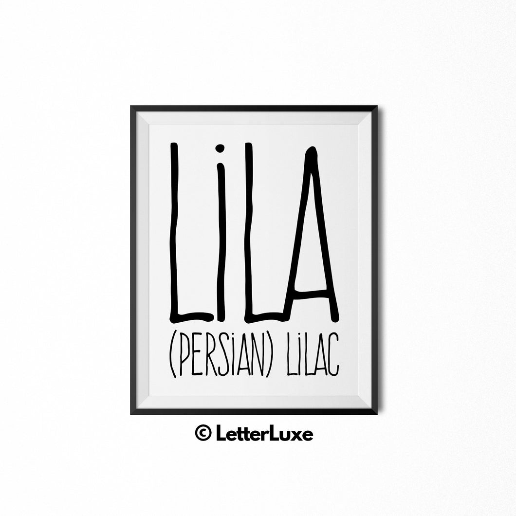 Lila Printable Kids Decor - Baby Shower Decoration Idea