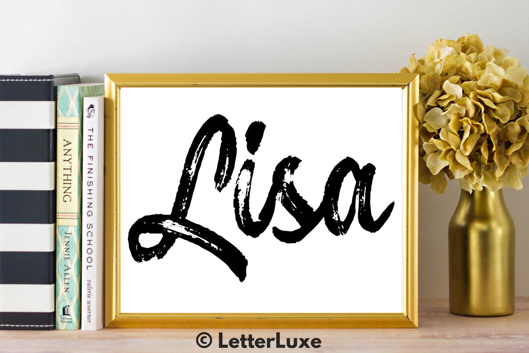 Lisa Name Art - Printable Gallery Wall - Romantic Bedroom Decor - Living Room Printable - Last Minute Gift for Mom or Girlfriend