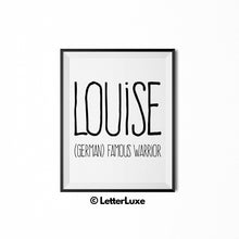 Louise Name Meaning - Nursery Decor - Printable Bedroom Art Decoration