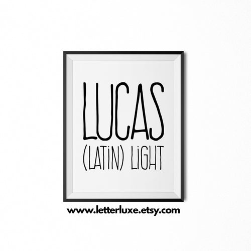 Lucas Name Definition - Nursery Decor - LetterLuxe