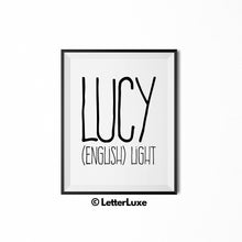 Lucy Name Meaning Art - Printable Baby Shower Gift