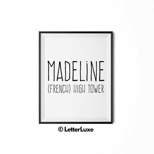 Madeline Name Meaning Art - Printable Birthday Gift for Mom