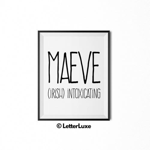 Maeve Name Meaning Art - Baby Girl Room Decor