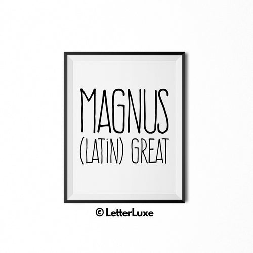 Magnus Name Meaning Art - Nursery Decor for Boys