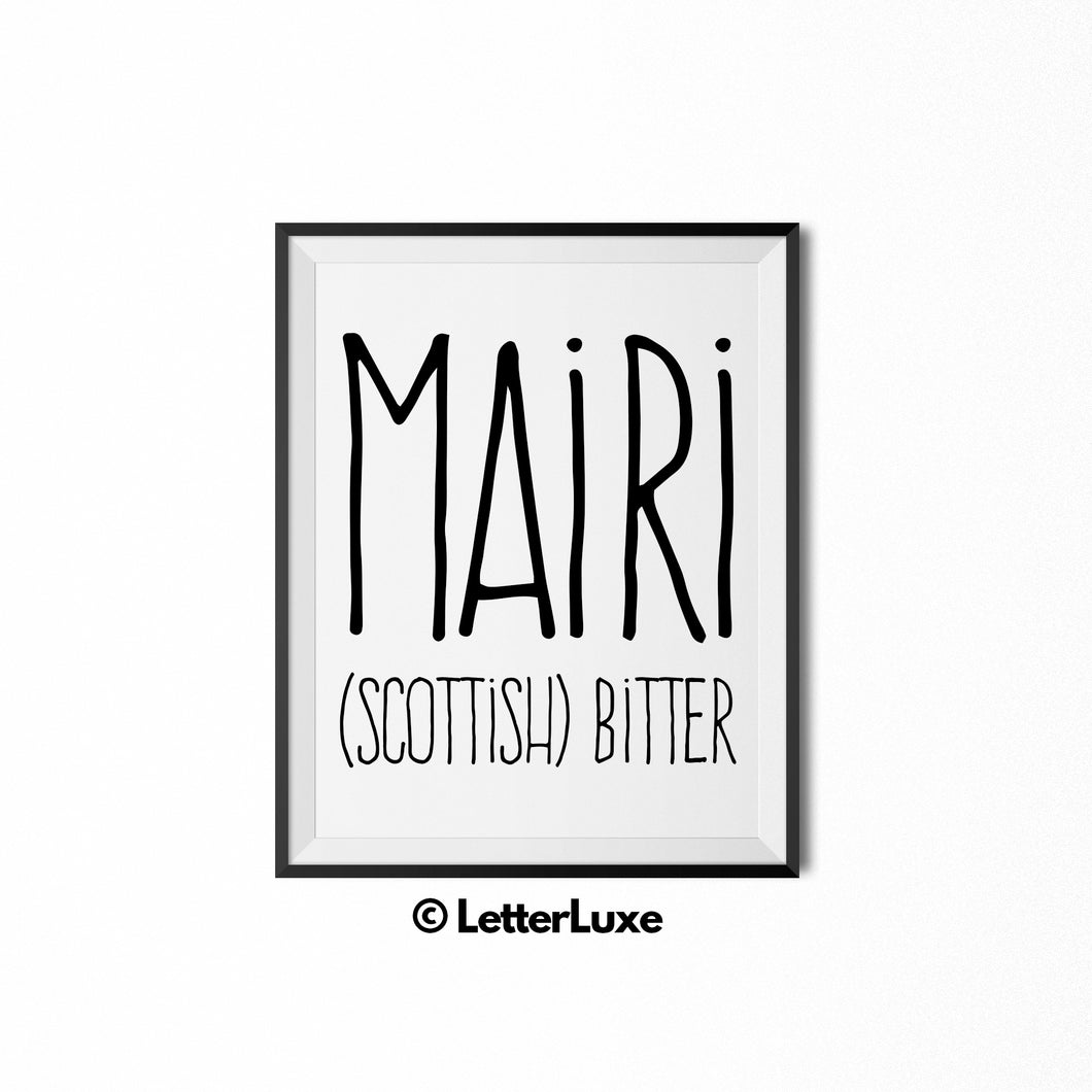 Mairi Name Meaning Print - Printable Birthday Gift - Personalized Baby Shower Decorations
