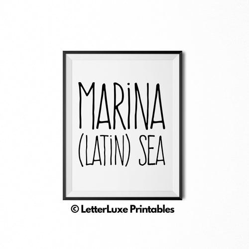 Marina Name Definition - Birthday Gift - LetterLuxe