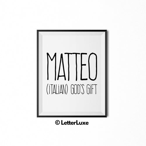 Matteo Printable Kids Gift - Baby Boy Room Decor - LetterLuxe