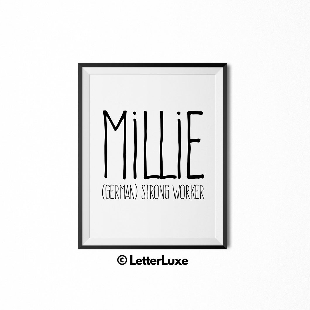 Millie Digital Name Print