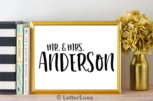 Mr. & Mrs. Anderson Last Name Art Print - Digital Download - LetterLuxe