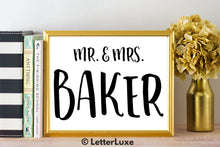 Mr. & Mrs. Baker - Personalized Last Name Gallery Wall Art Print - Digital Download - LetterLuxe