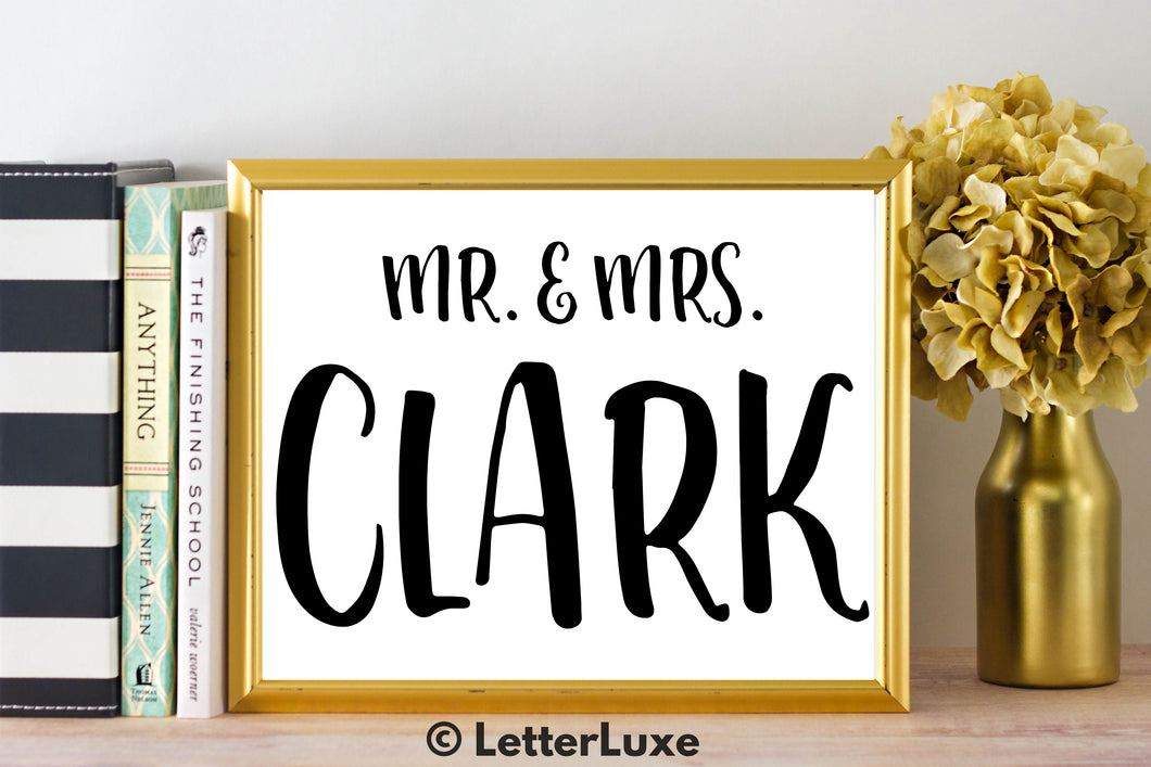 Mr. & Mrs. Clark - Personalized Last Name Gallery Wall Art Print - Digital Download - LetterLuxe