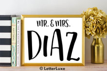 Mr. & Mrs. Diaz - Personalized Last Name Gallery Wall Art Print - Digital Download - LetterLuxe