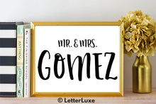 Mr. & Mrs. Gomez - Personalized Last Name Gallery Wall Art Print - Digital Download - LetterLuxe