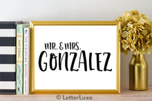 Mr. & Mrs. Gonzalez Last Name Art Print - Digital Download - LetterLuxe