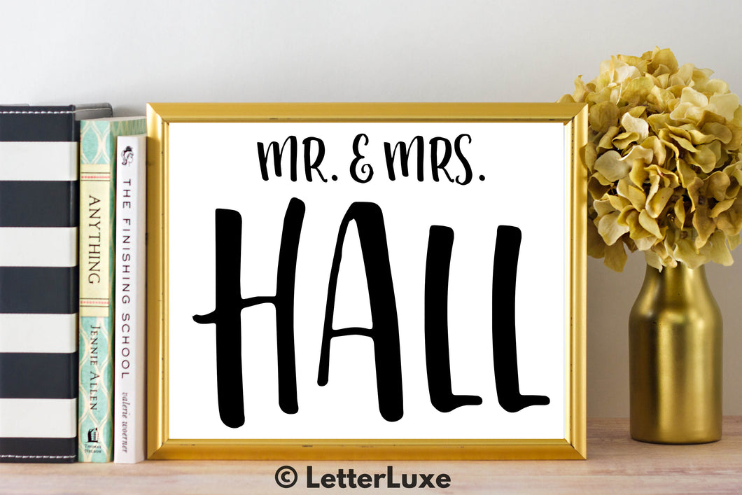 Mr. & Mrs. Hall - Personalized Last Name Gallery Wall Art Print - Digital Download - LetterLuxe