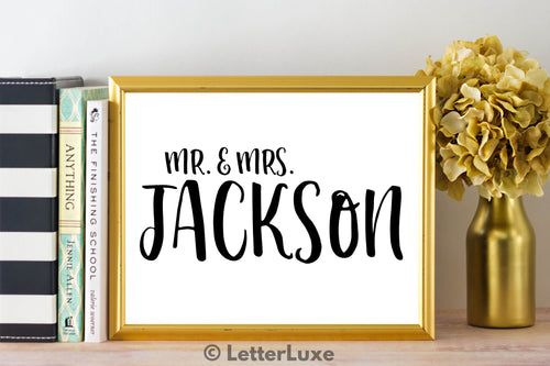 Mr. & Mrs. Jackson Last Name Art Print - Digital Download - LetterLuxe
