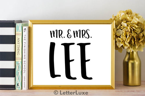Mr. & Mrs. Lee Last Name Art Print - Digital Download - LetterLuxe