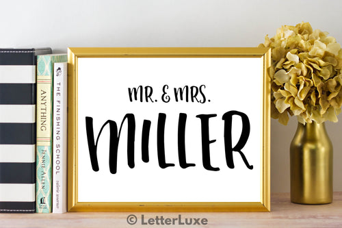 Mr. & Mrs. Miller Last Name Art Print - Digital Download - LetterLuxe