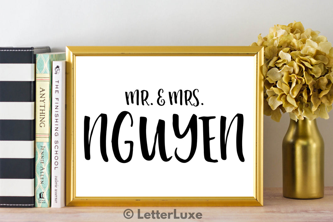 Mr. & Mrs. Nguyen Last Name Art Print - Digital Download - LetterLuxe