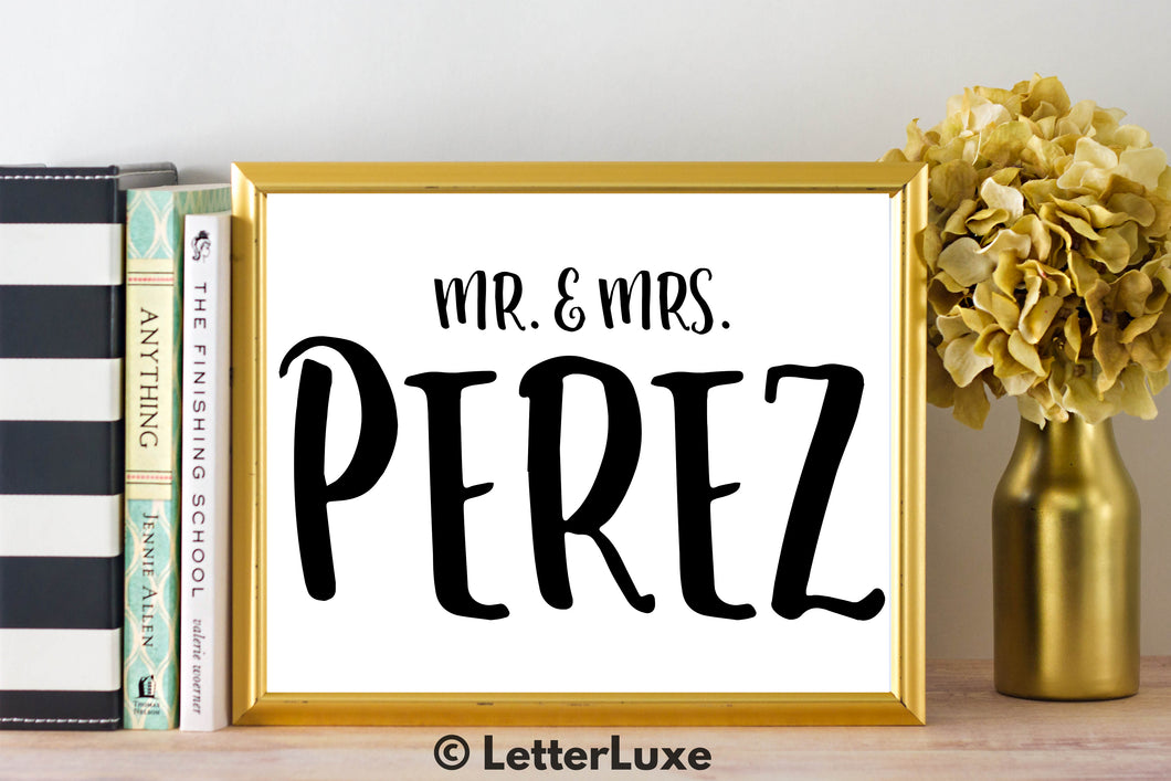 Mr. & Mrs. Perez - Personalized Last Name Gallery Wall Art Print - Digital Download - LetterLuxe
