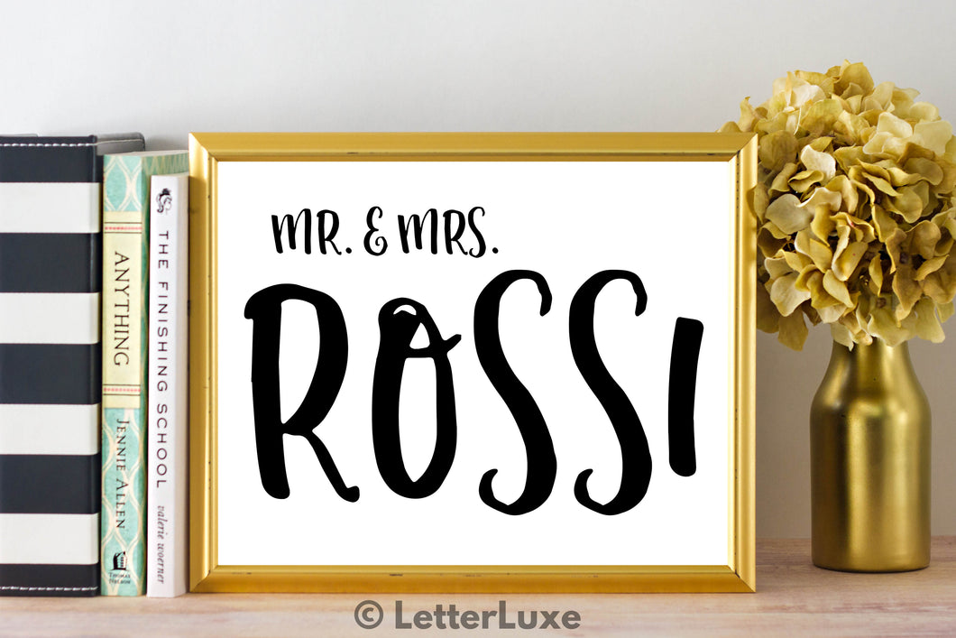 Mr. & Mrs. Rossi Last Name Art Print - Digital Download - LetterLuxe