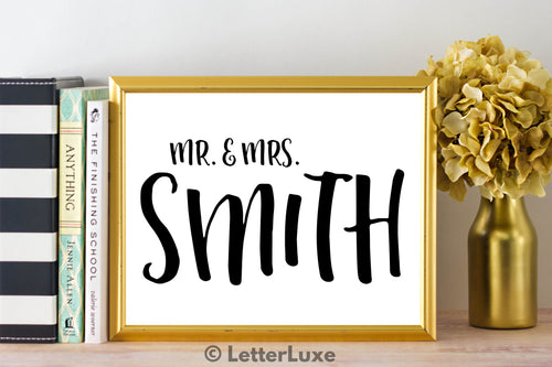 Mr. & Mrs. Smith Last Name Art Print - Digital Download - LetterLuxe