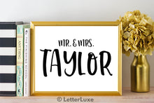 Mr. & Mrs. Taylor Last Name Art Print - Digital Download - LetterLuxe
