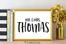 Mr. & Mrs. Thomas Last Name Art Print - Digital Download - LetterLuxe